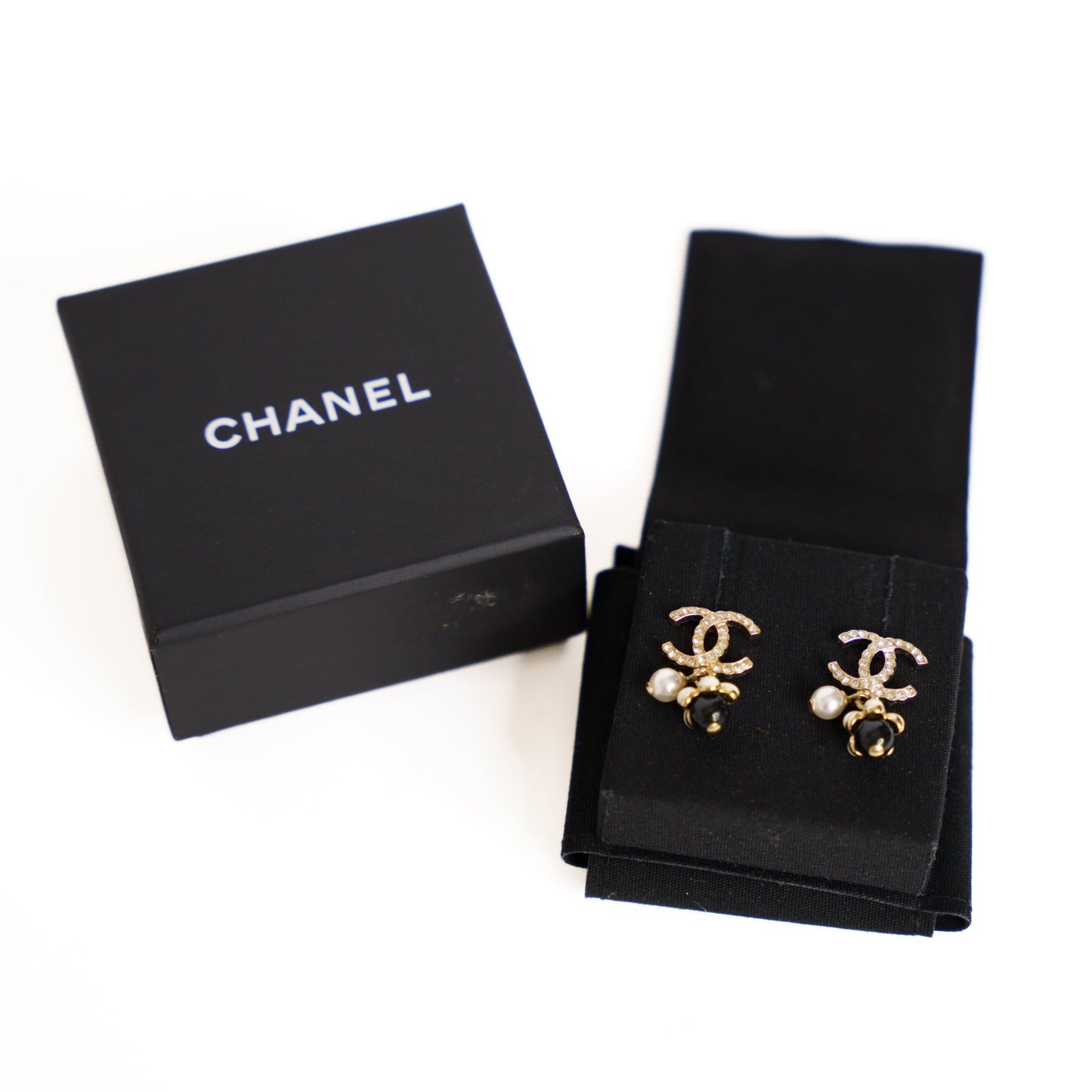 Chanel Embellished CC Logo Drop Earrings