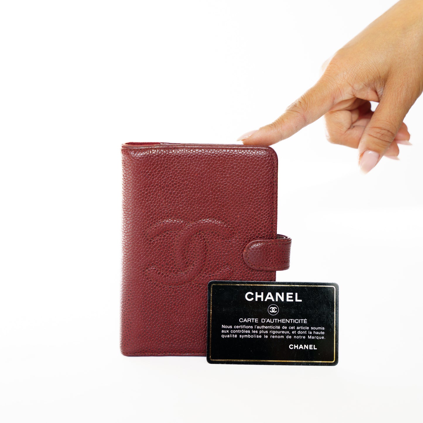 Chanel Coco Burgundy Small Agenda PM Planner in Caviar Leather