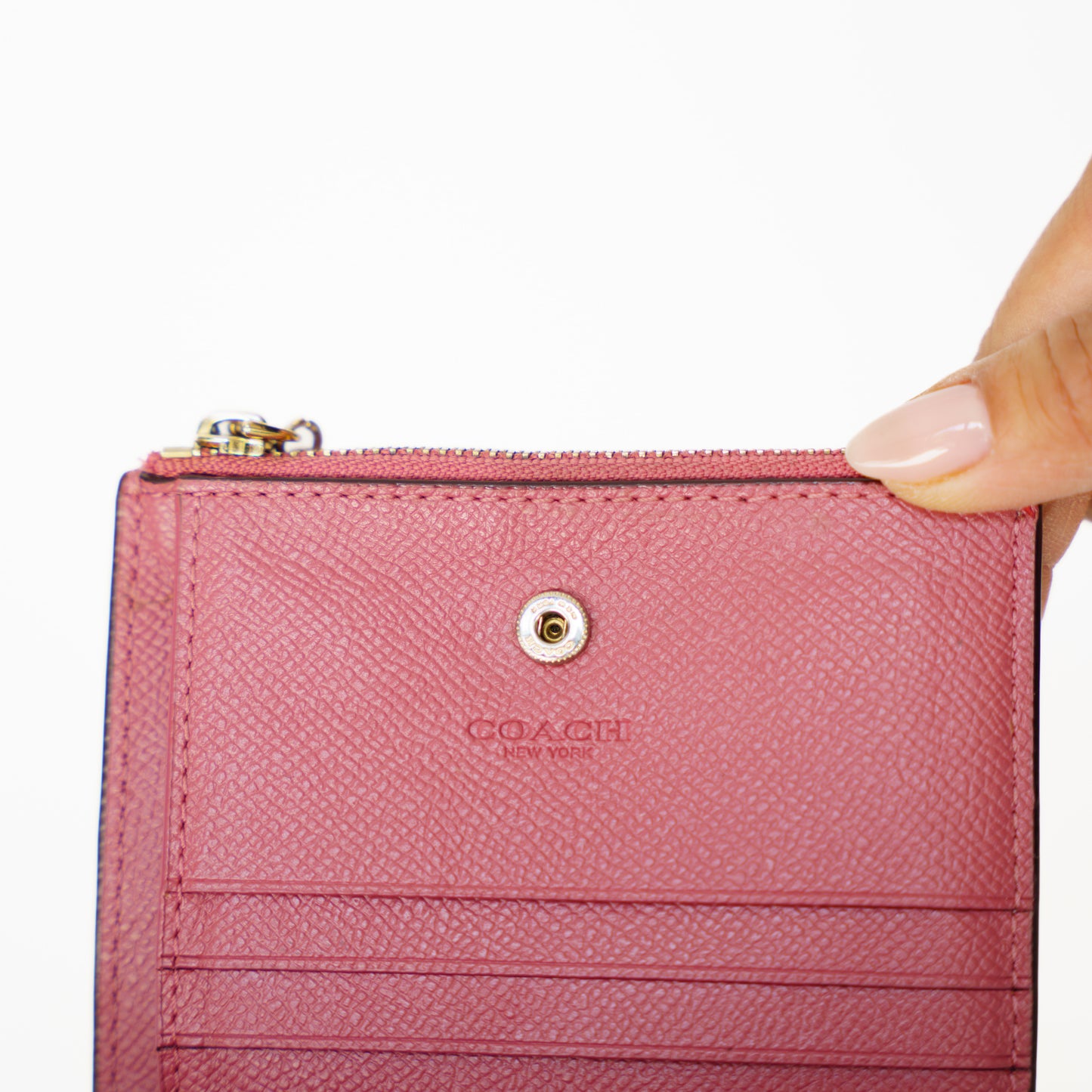 Coach Card ID Bifold Wallet in Dark Pink 250925B243