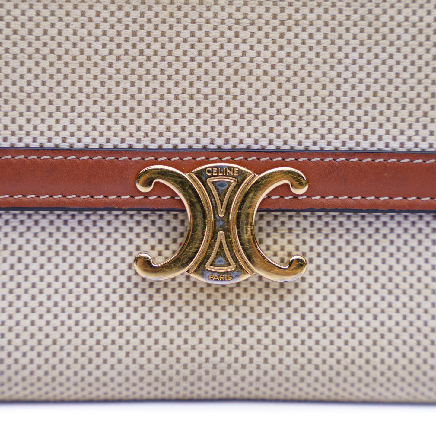 Celine Triomphe Long wallet in Natural Tan Textile