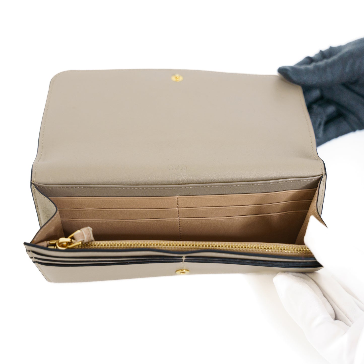 Chloe Alphabet Continental Wallet Purse with Flap Grained Leather 211124B210