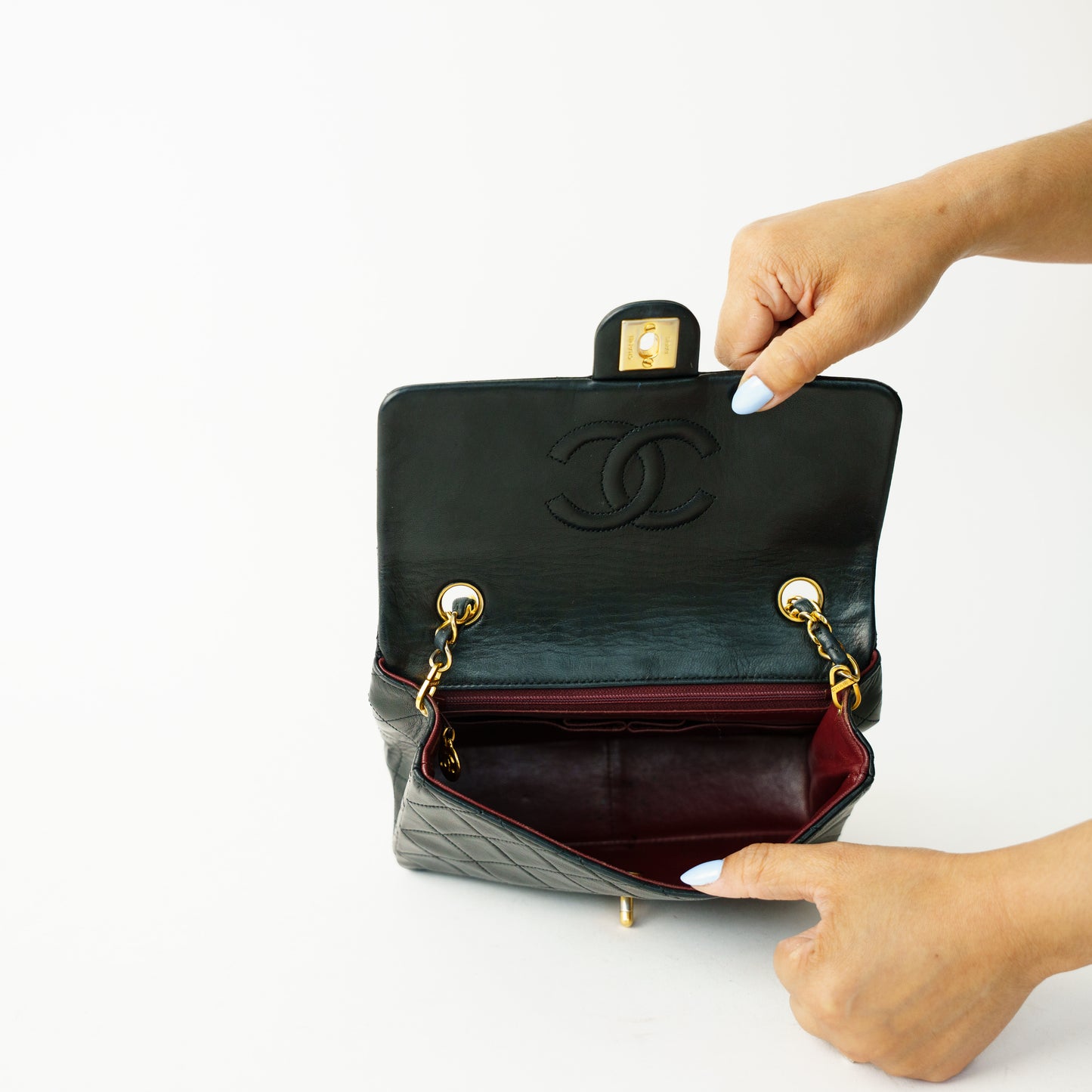 Chanel Classic Flap Mini Square in Black Lambskin with 24K Gold Hardware 090626G01