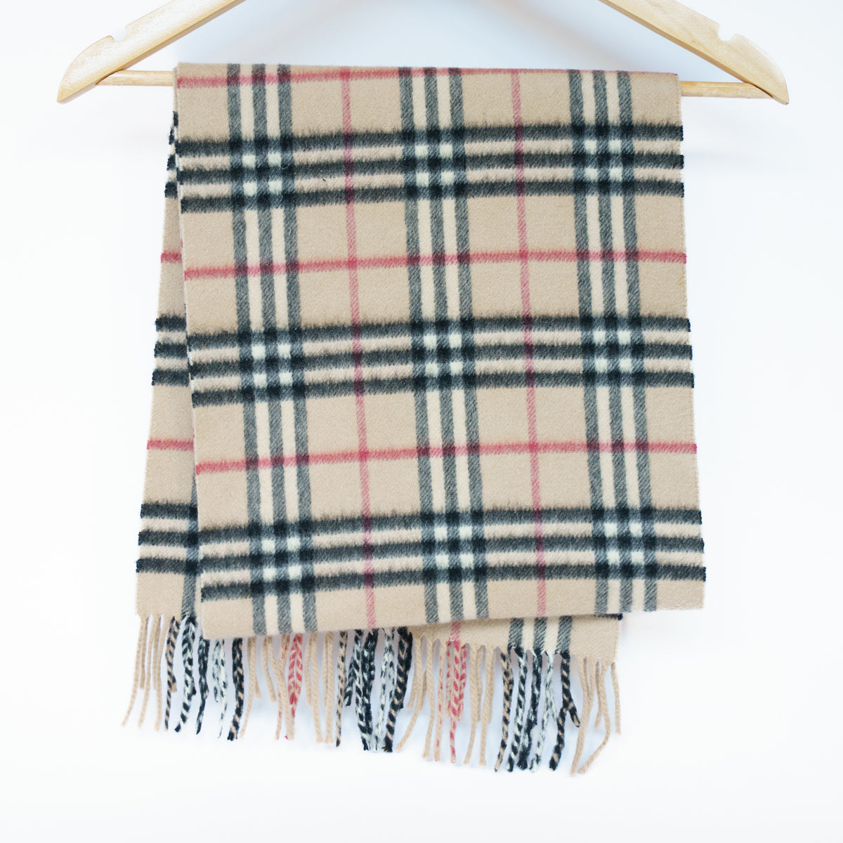Burberry Cashmere Light Beige Check Scarf 111225B89