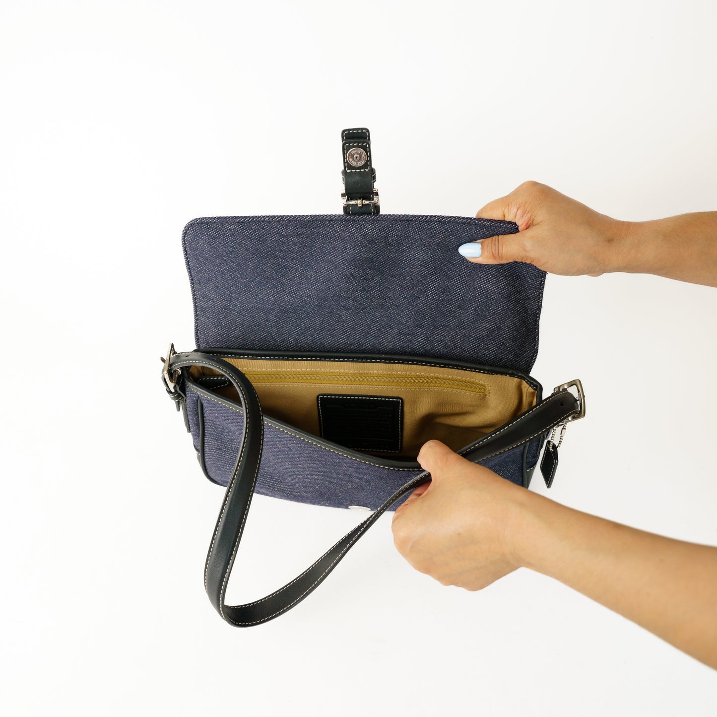 Coach Hampton Baguette Denim Shoulder Bag 160626S14
