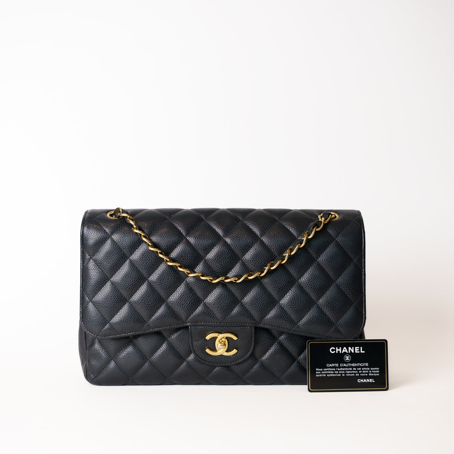 Chanel Classic Jumbo Flap in Black Caviar Leather in Gold Hardware 181225B04