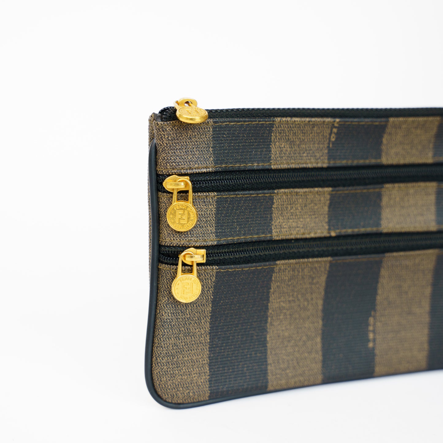 Fendi Pequin Print Triple Zip Pouch 210526E06