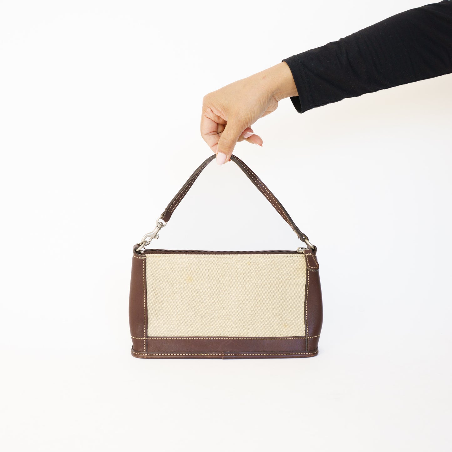 Coach Mini Shoulder Bag in Chocolate Brown Leather Trim 230426A17
