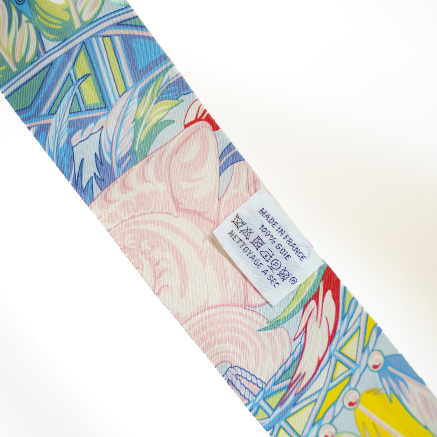 Hermes Twilly Light Blue Multicolor Silk Leaf Print