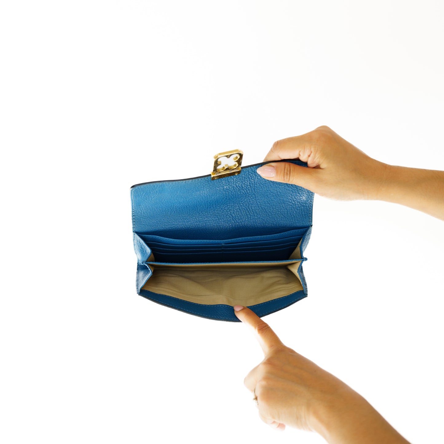 Chloe Blue Leather Elsie Continental Wallet