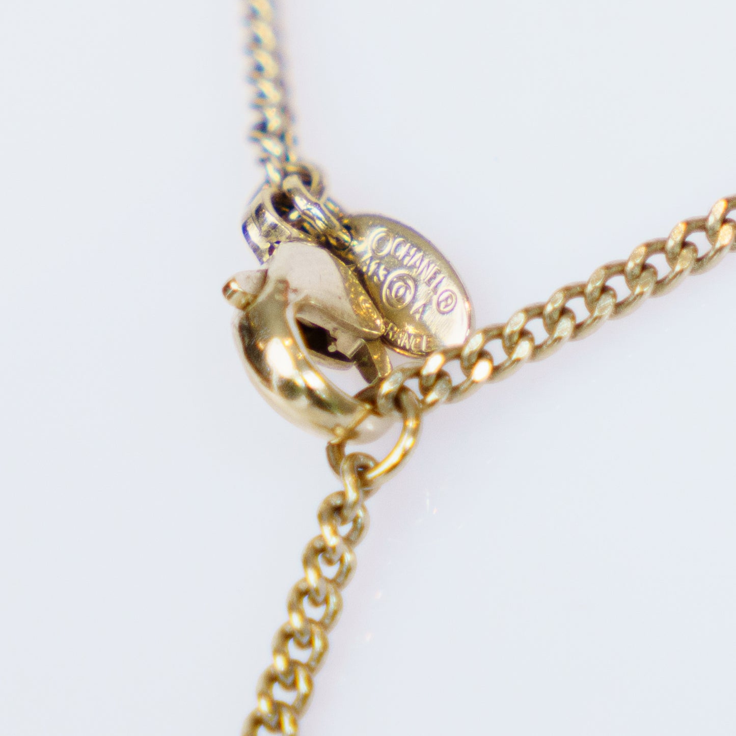 Chanel CC Pendant Tweed Necklace in Light Gold Hardware