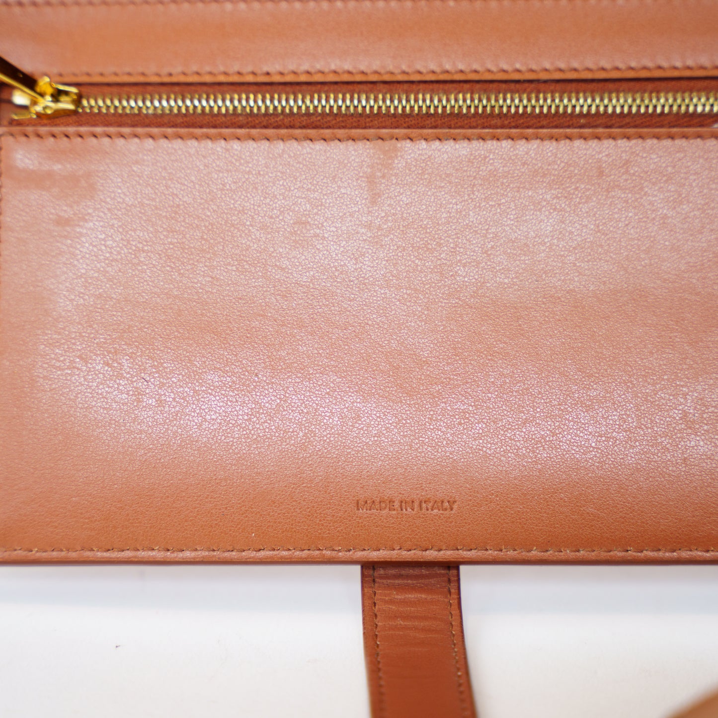 Celine Large Strap Wallet in Tan Grained Calfskin