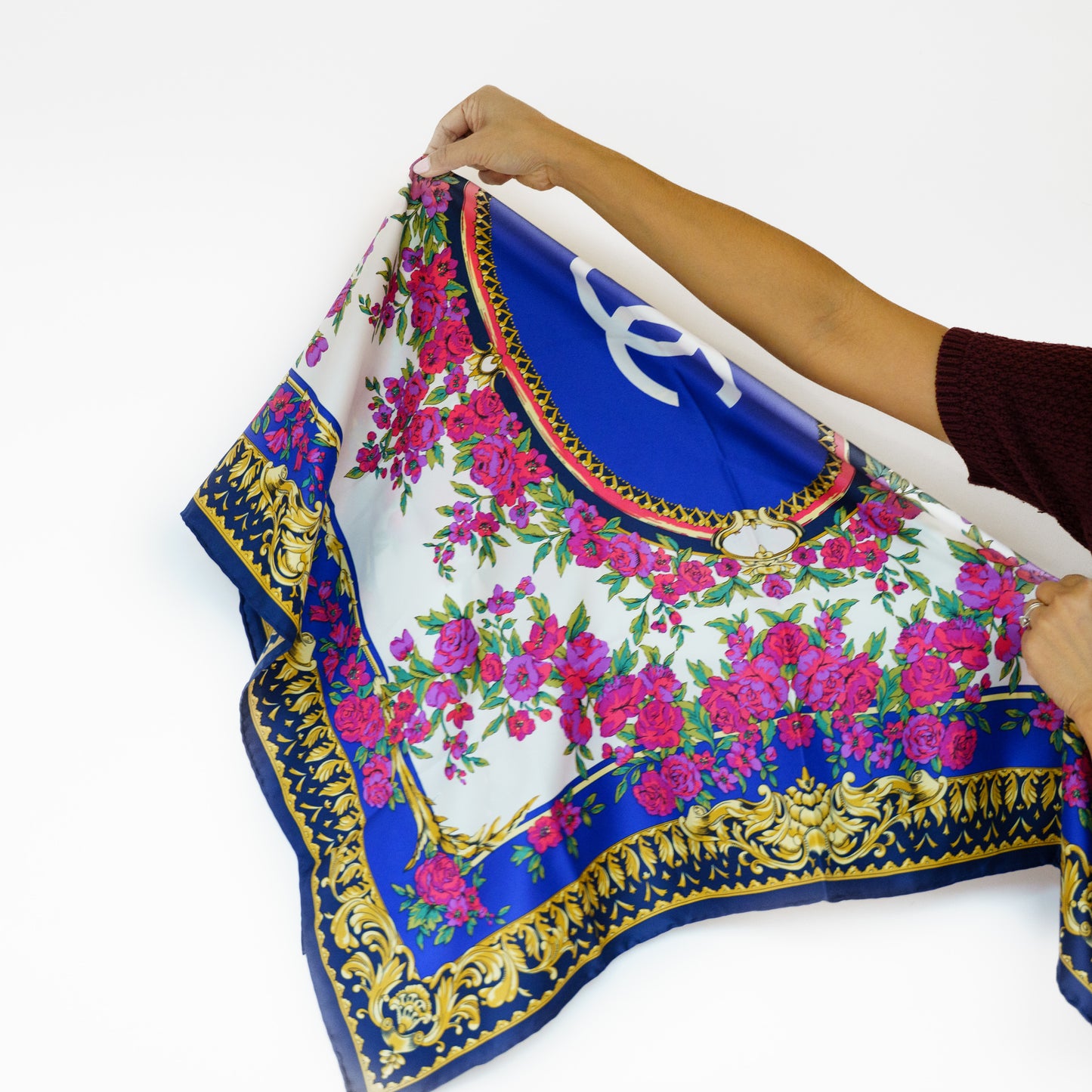 Chanel Silk Scarf in Multicolor Print Large Square 271125B40