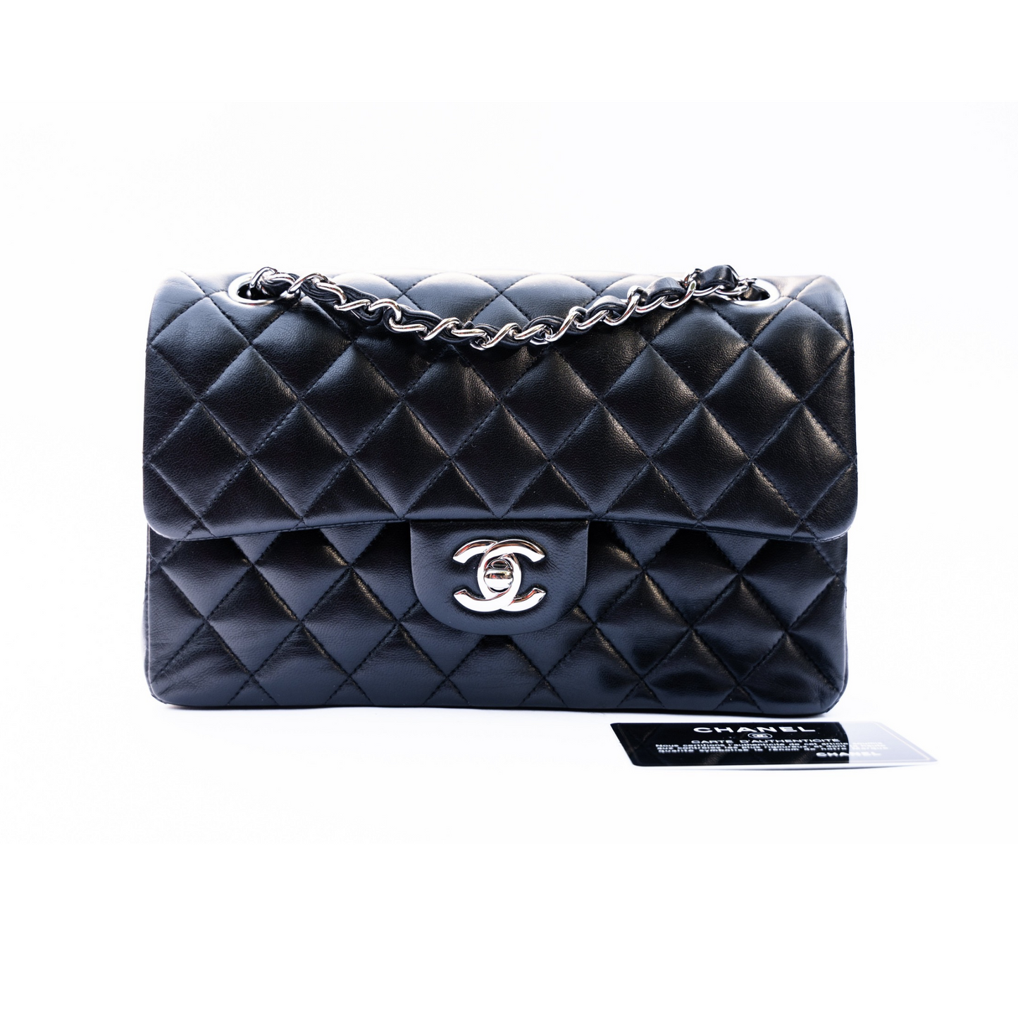 Chanel 2019 Small Classic Flap in Black Lambskin with Silver Hardware