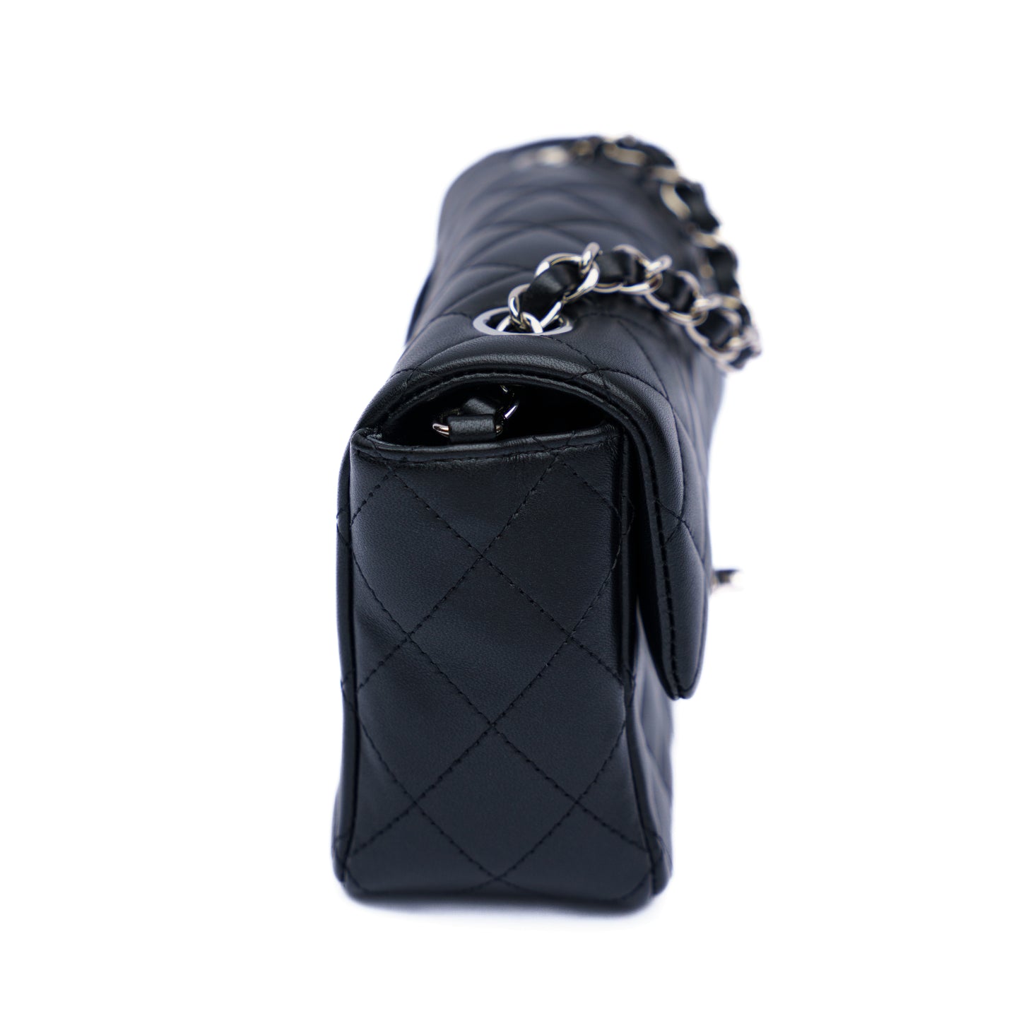 Chanel Mini Rectangle in Black Lambskin Silver Hardware