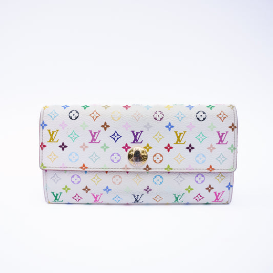 Louis Vuitton 2012 Sarah Wallet X Takashi Murakami White Multicolor  CA2192