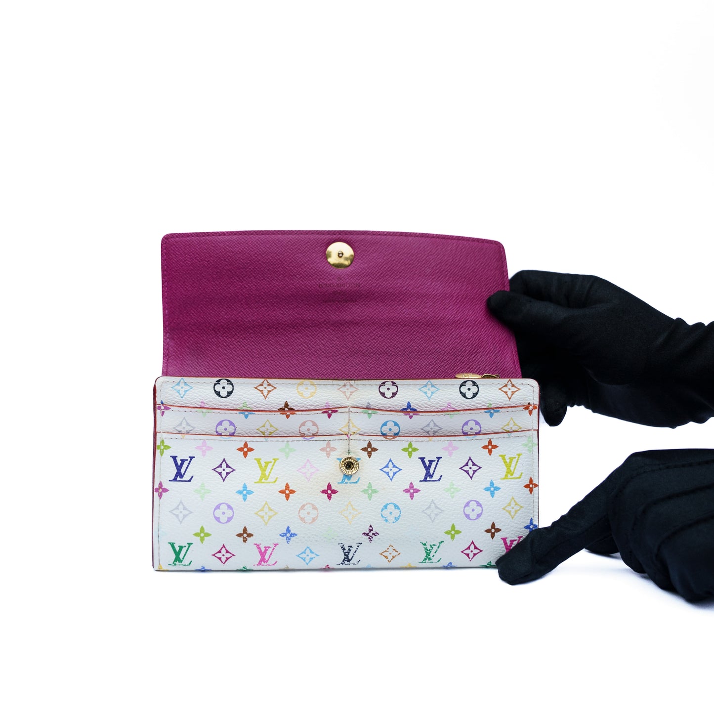 Louis Vuitton 2012 Sarah Wallet X Takashi Murakami White Multicolor  CA2192