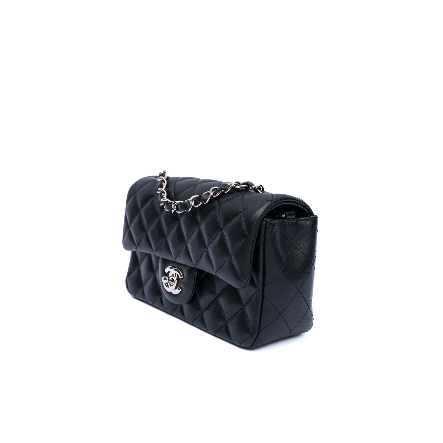 Chanel Mini Rectangle in Black Lambskin Silver Hardware