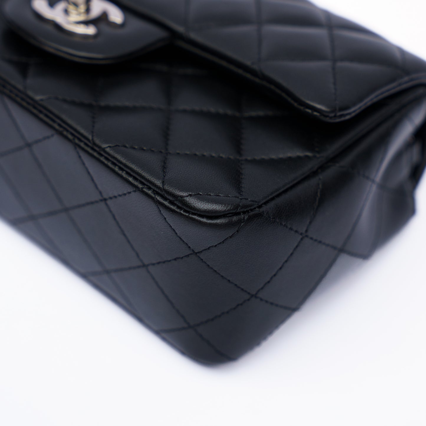 Chanel Mini Rectangle in Black Lambskin Silver Hardware