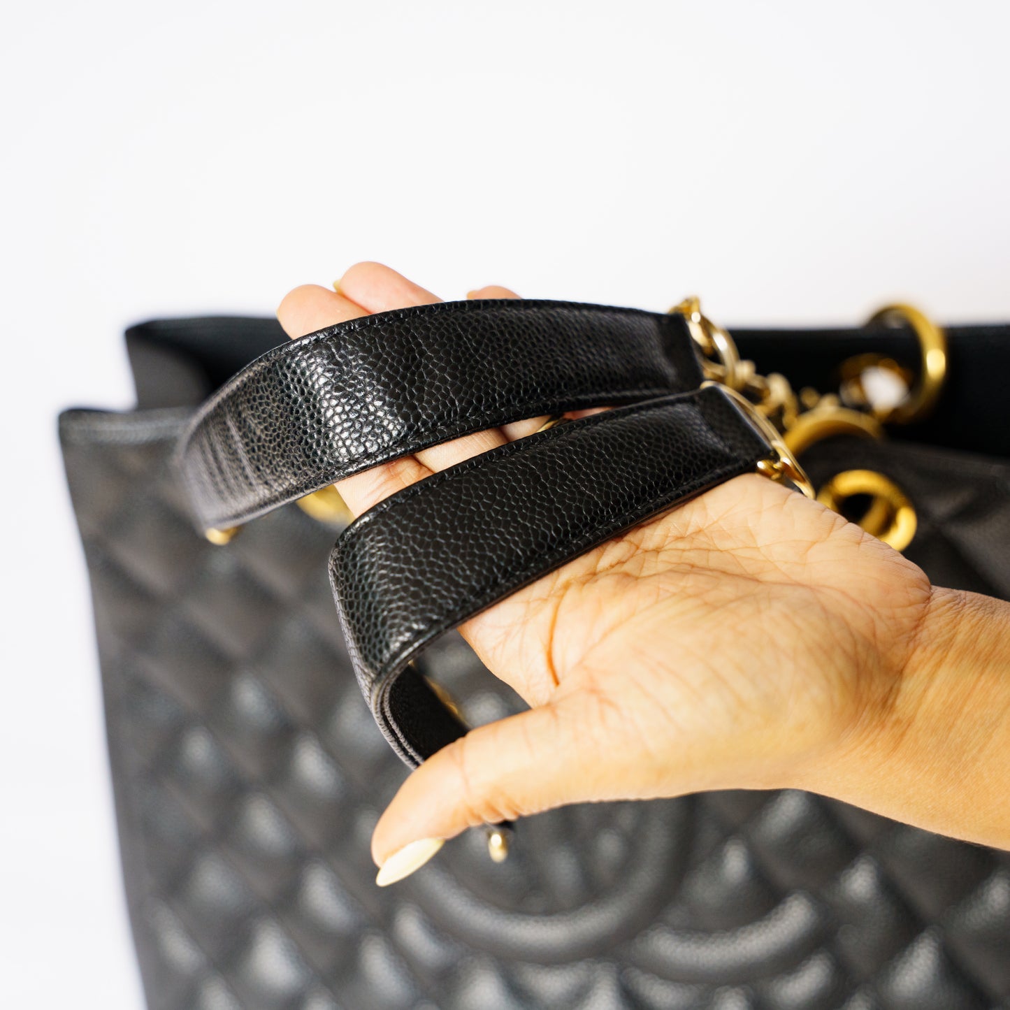 Chanel Black GST Grand Shopping Tote in Caviar Leather with Gold Hardware