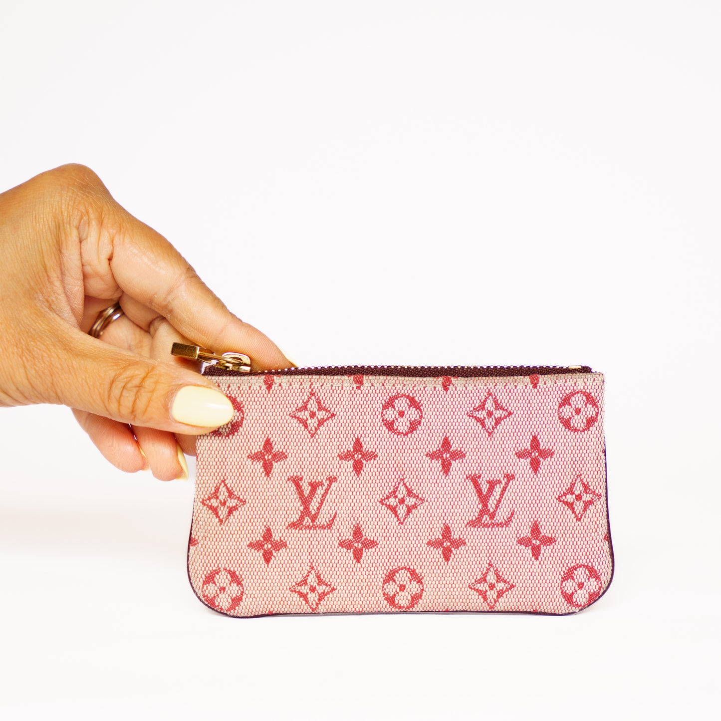 Louis Vuitton Key Pouch Cles in Burgundy Monogram Mini Lin