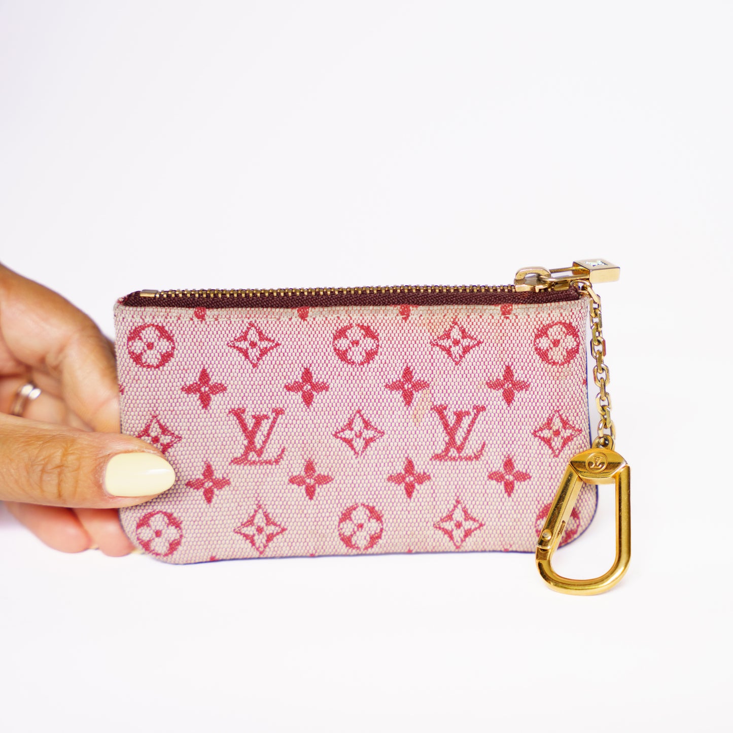 Louis Vuitton Key Pouch Cles in Burgundy Monogram Mini Lin