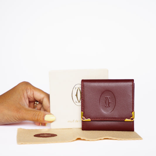 Cartier Must de Cartier Coin Purse Leather Bordeaux