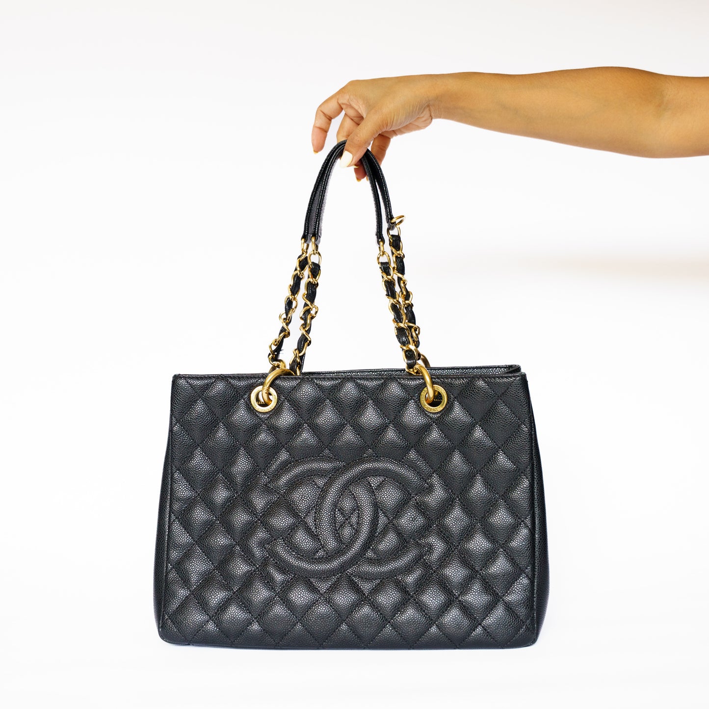Chanel Black GST Grand Shopping Tote in Caviar Leather with Gold Hardware