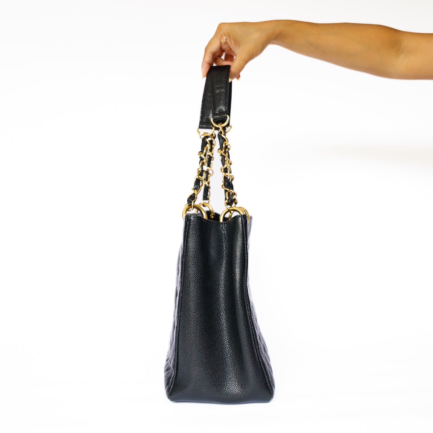 Chanel Black GST Grand Shopping Tote in Caviar Leather with Gold Hardware