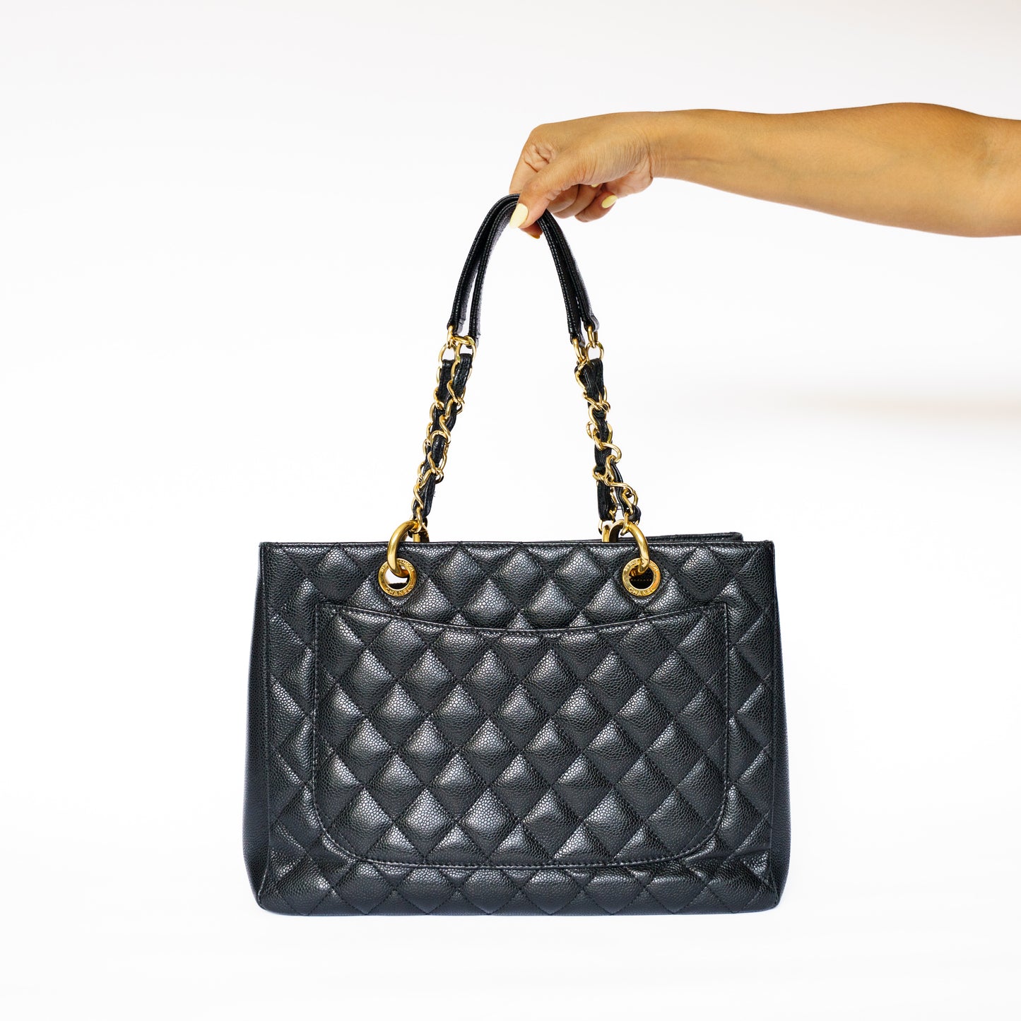 Chanel Black GST Grand Shopping Tote in Caviar Leather with Gold Hardware