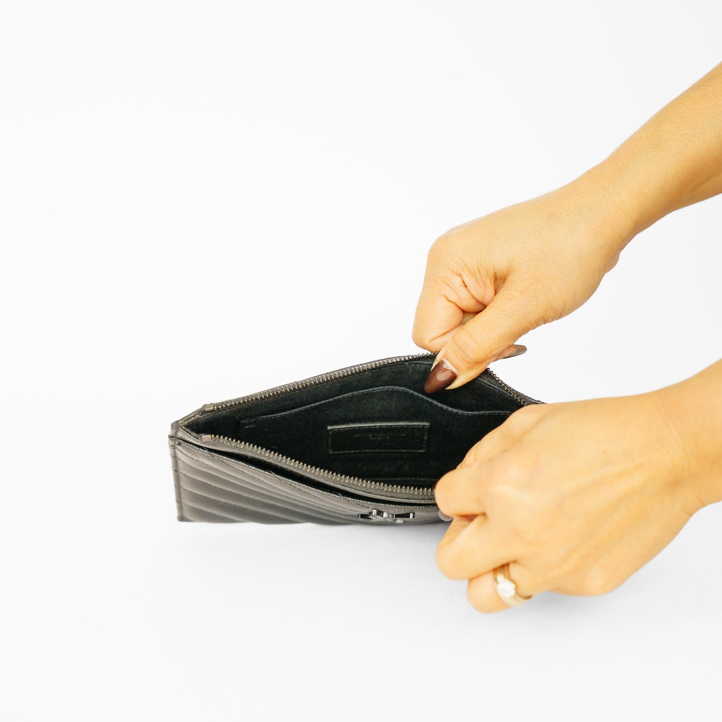 YSL Matelasse Pouch in Black / Black 061125B24