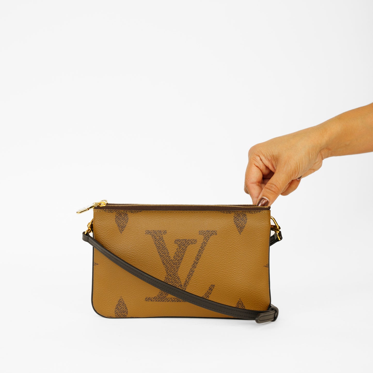 Louis Vuitton Double Zip Pochette in Reverse Monogram Canvas 061125B13