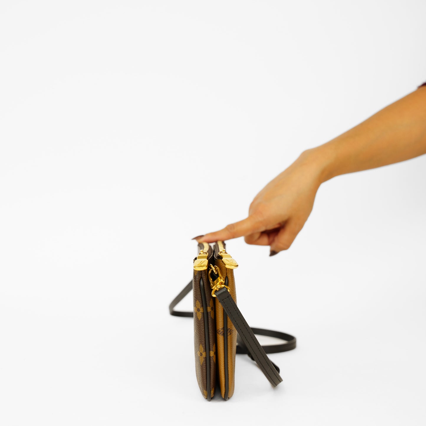 Louis Vuitton Double Zip Pochette in Reverse Monogram Canvas 061125B13