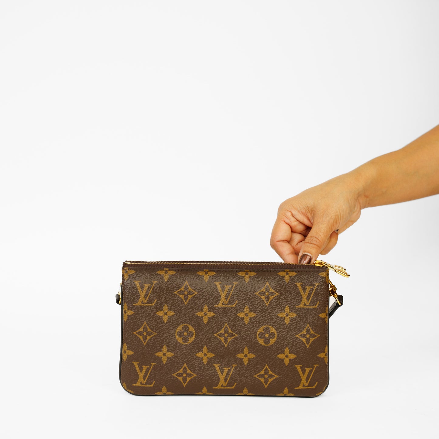 Louis Vuitton Double Zip Pochette in Reverse Monogram Canvas 061125B13