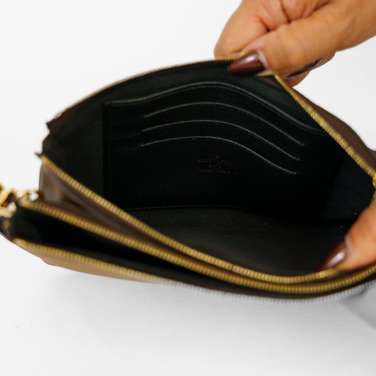 Louis Vuitton Double Zip Pochette in Reverse Monogram Canvas 061125B13