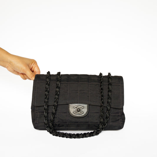 Chanel 2002 Black Medium Flap Travel line in Black Hardware