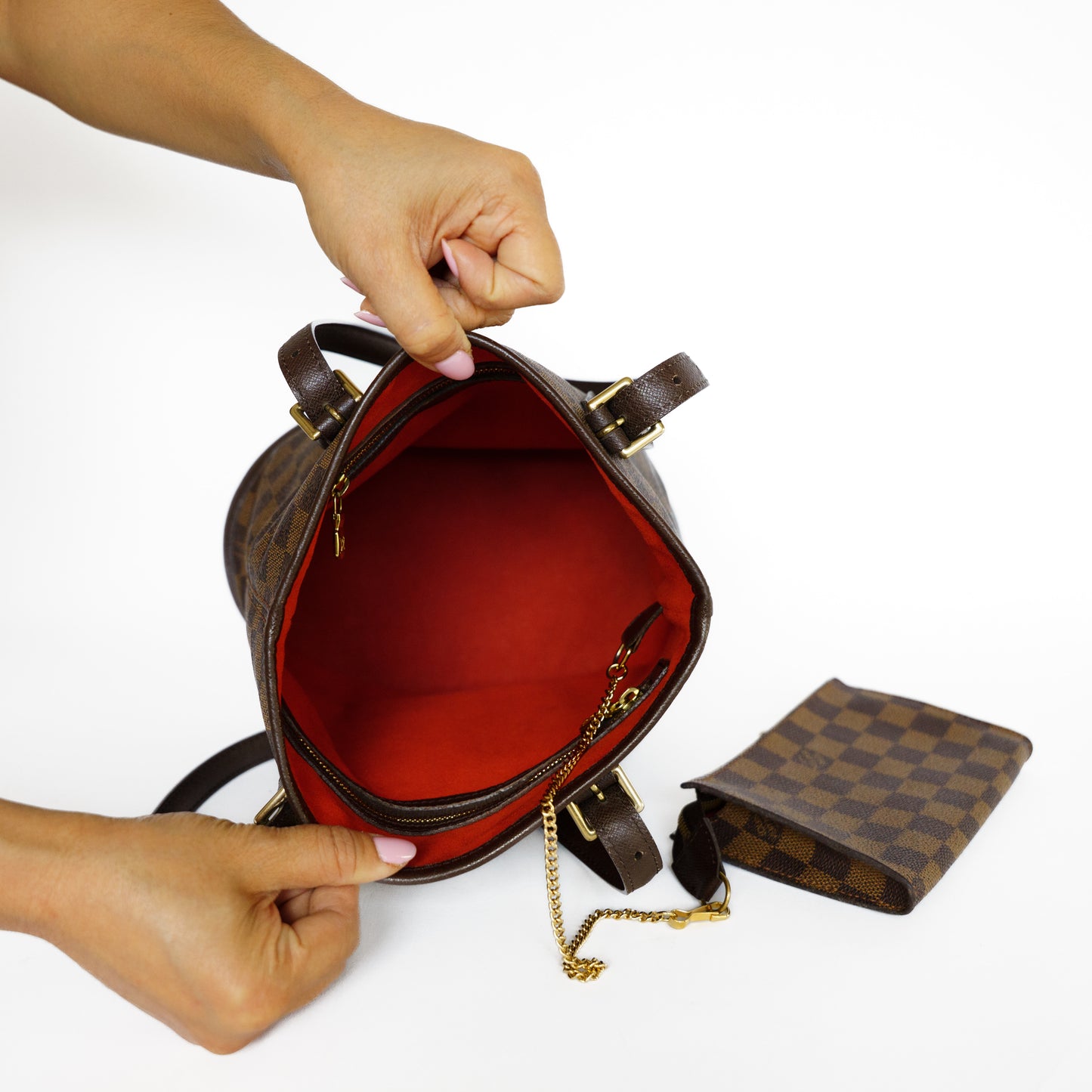 Louis Vuitton Bucket Bag and Pouch in Damier Ebene Canvas 131125B13