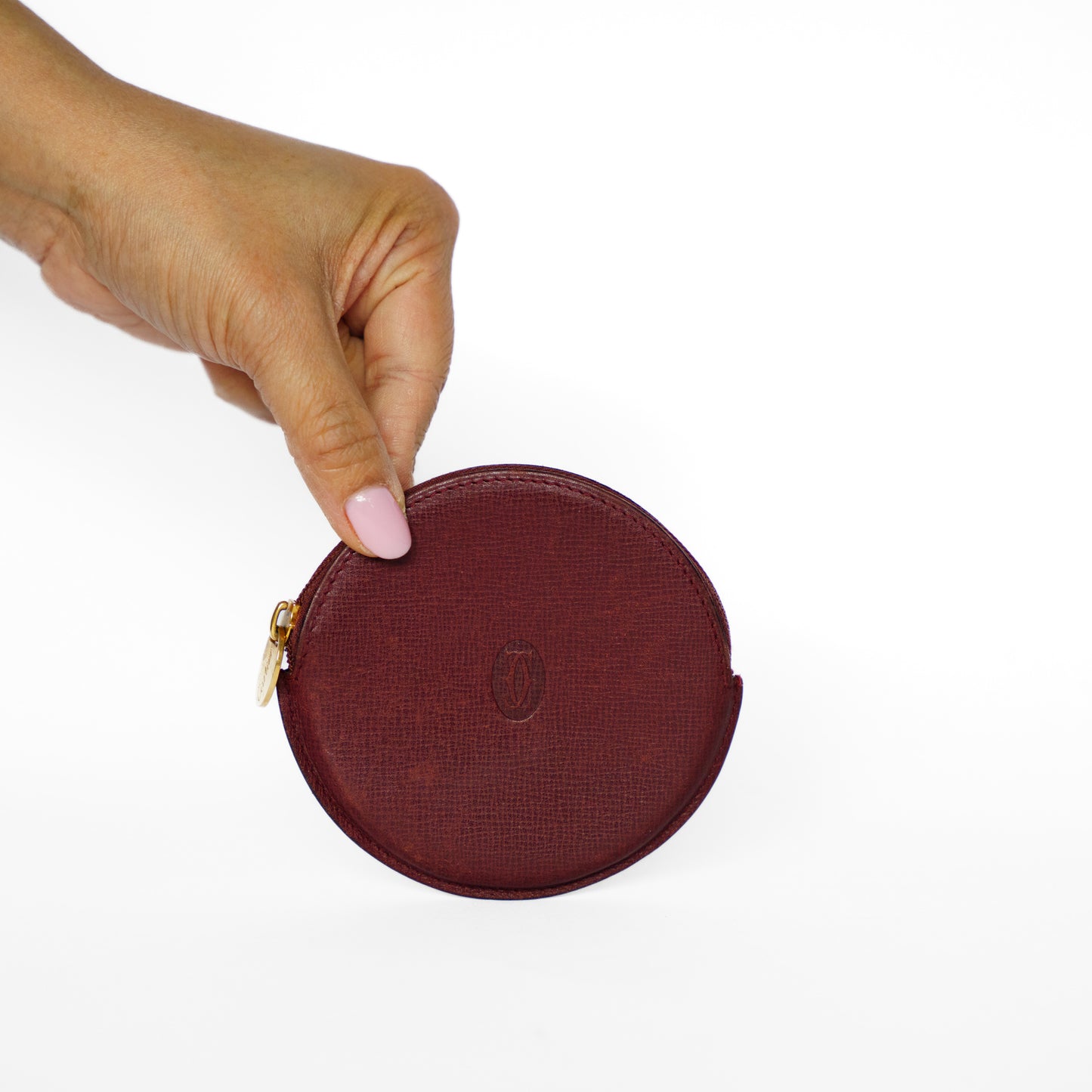 Cartier Round Coin Purse in Burgundy 131125B173