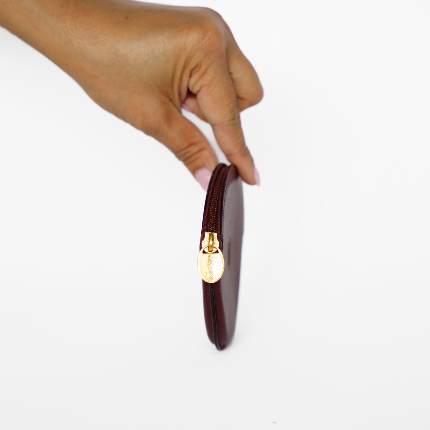 Cartier Round Coin Purse in Burgundy 131125B173