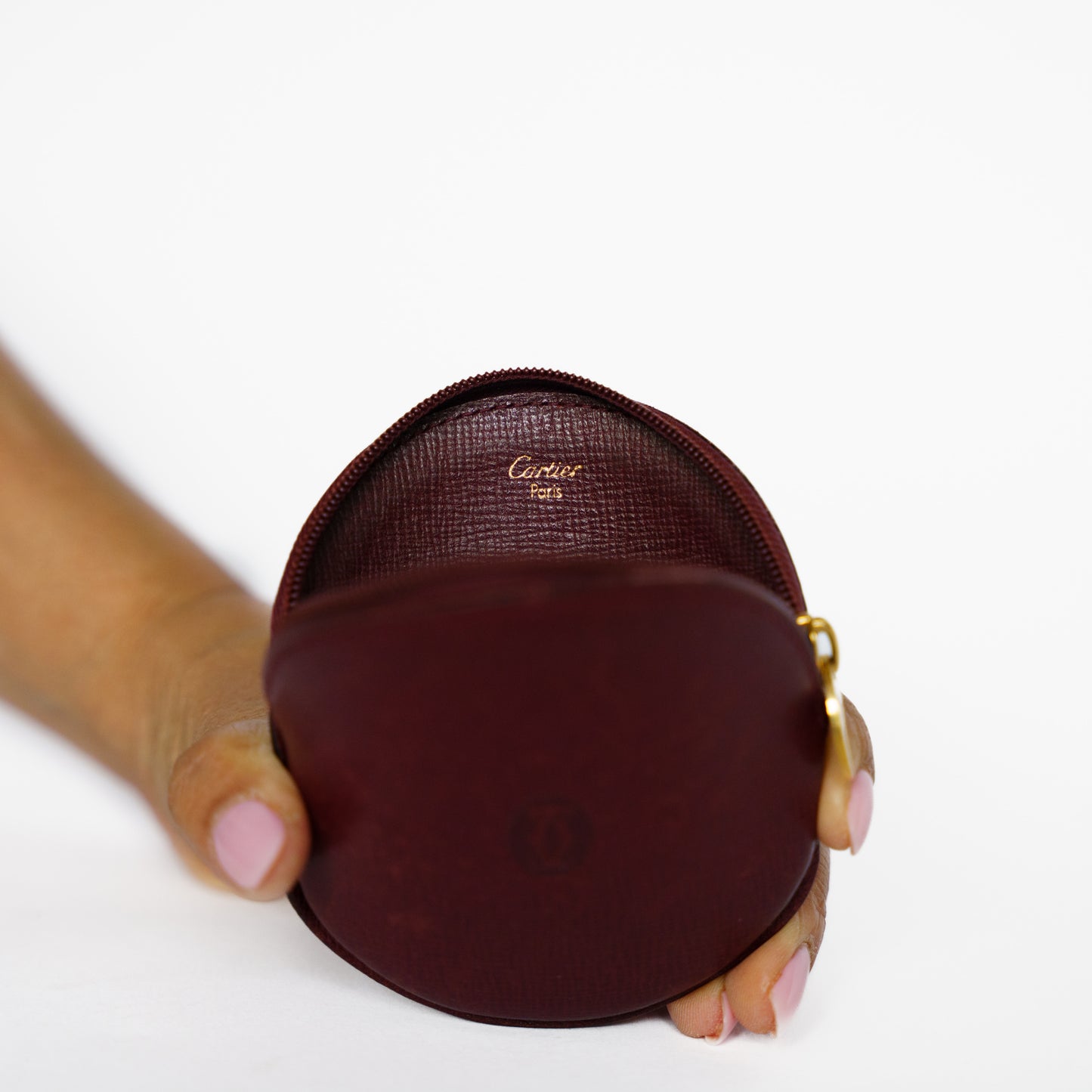Cartier Round Coin Purse in Burgundy 131125B173