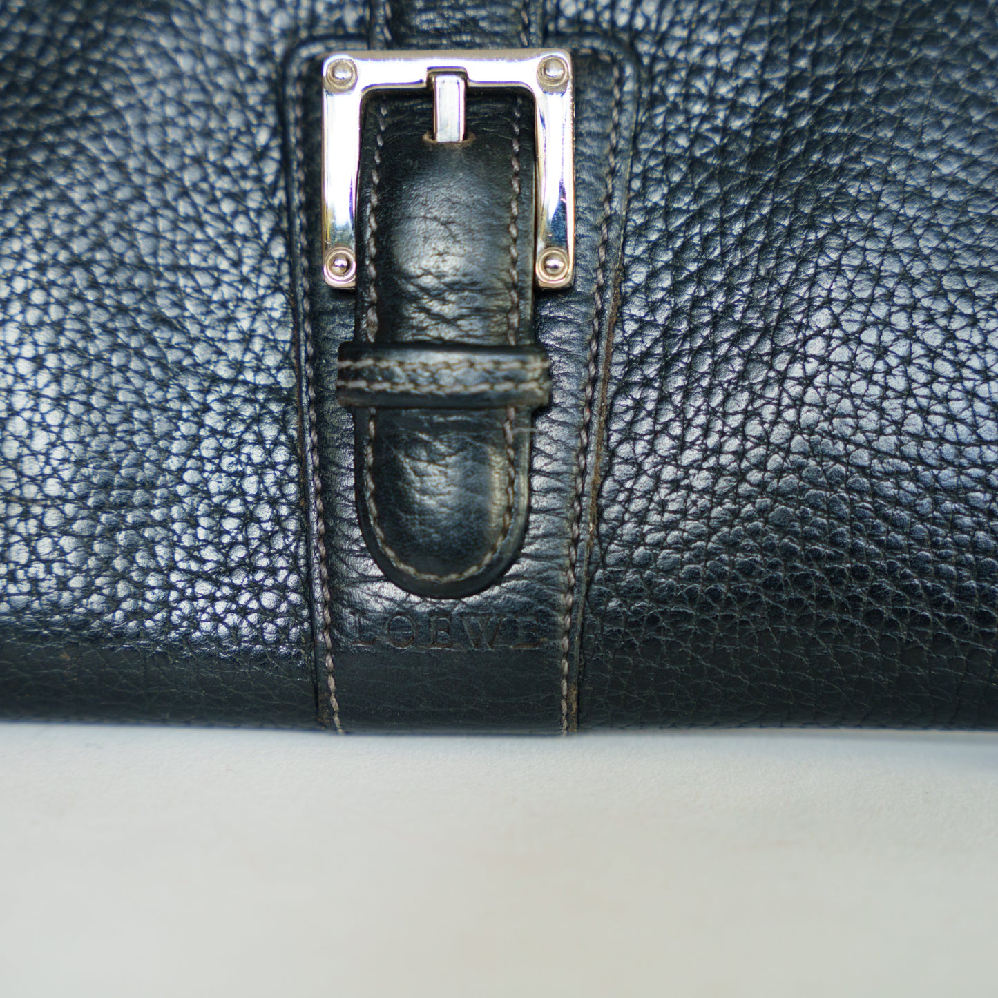 Loewe Zippy Wallet in Black Grained Leather 131125B225