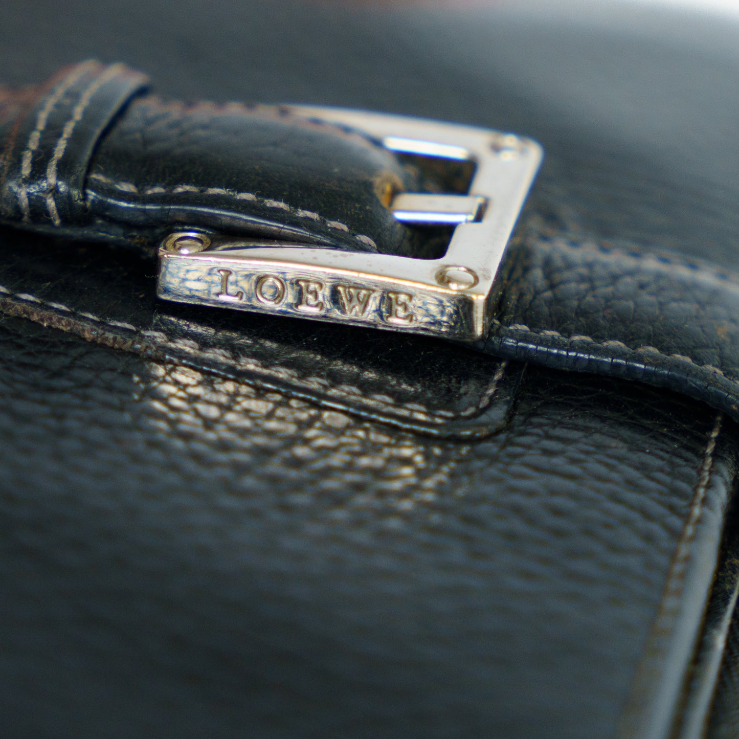 Loewe Zippy Wallet in Black Grained Leather 131125B225