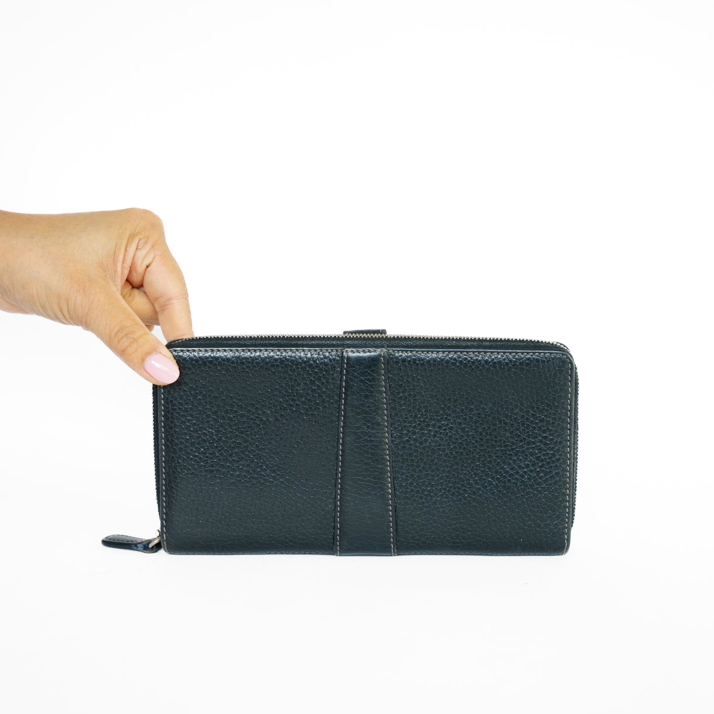 Loewe Zippy Wallet in Black Grained Leather 131125B225