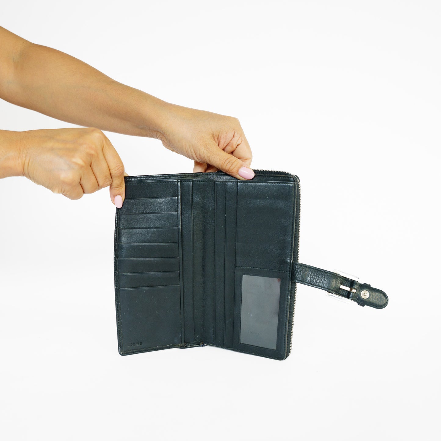 Loewe Zippy Wallet in Black Grained Leather 131125B225