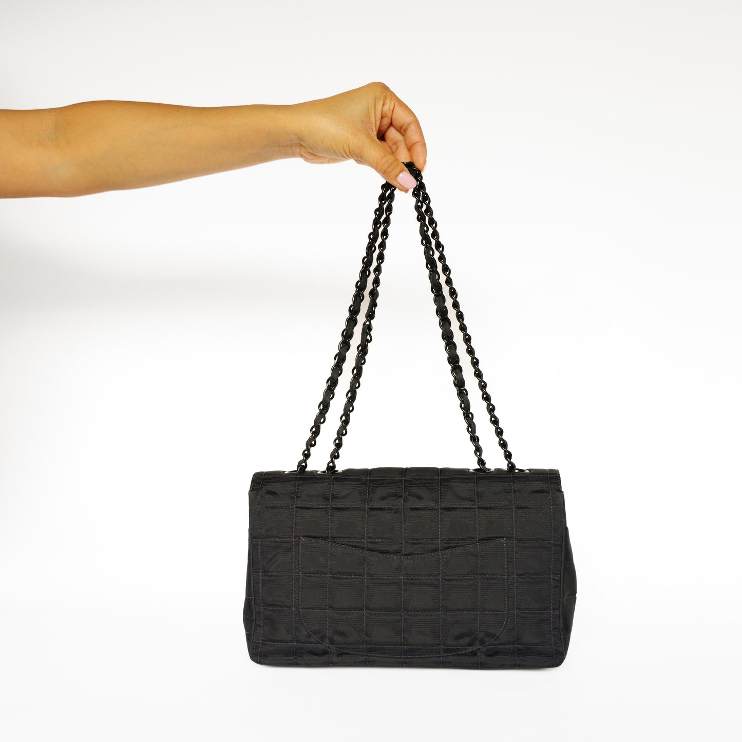 Chanel 2002 Black Medium Flap Travel line in Black Hardware