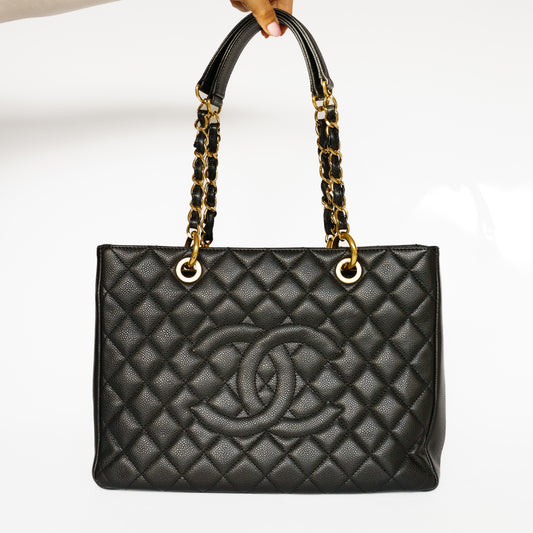 Chanel GST in Black Caviar Leather in Gold Hardware Grand Shopping Tote 131125B6
