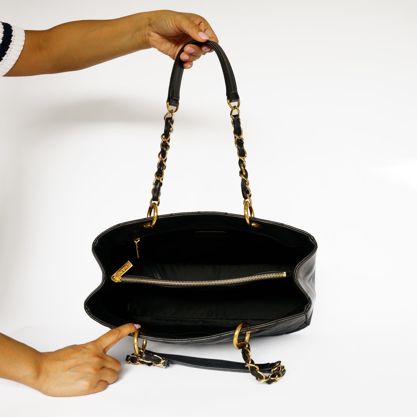 Chanel GST in Black Caviar Leather in Gold Hardware Grand Shopping Tote 131125B6