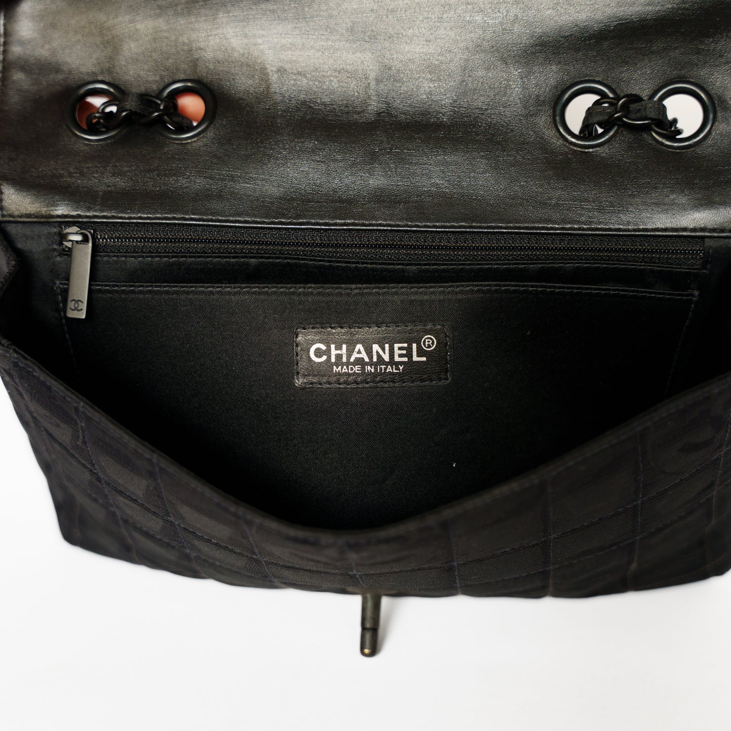 Chanel 2002 Black Medium Flap Travel line in Black Hardware