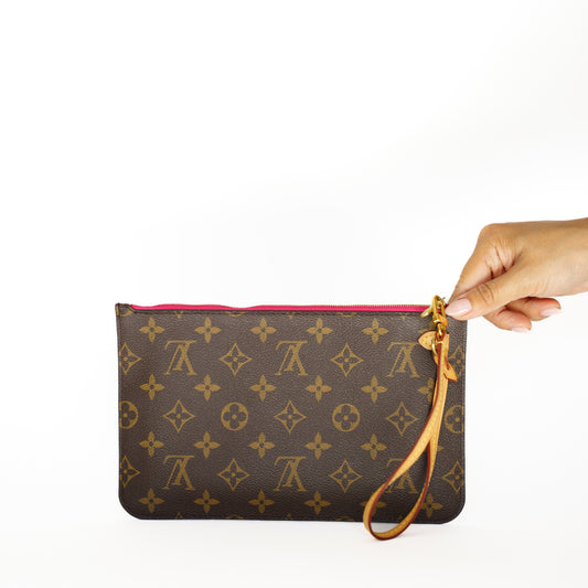 Louis Vuitton 2018 Neverfull Pouch in Monogram Canvas with Pivoine Interior CA4158