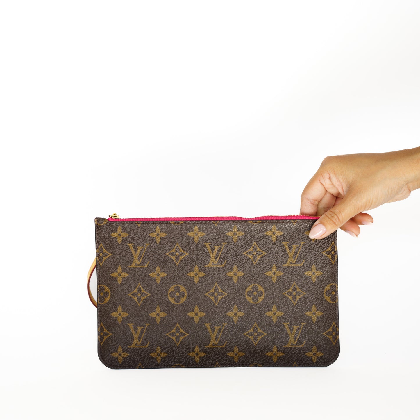 Louis Vuitton 2018 Neverfull Pouch in Monogram Canvas with Pivoine Interior CA4158