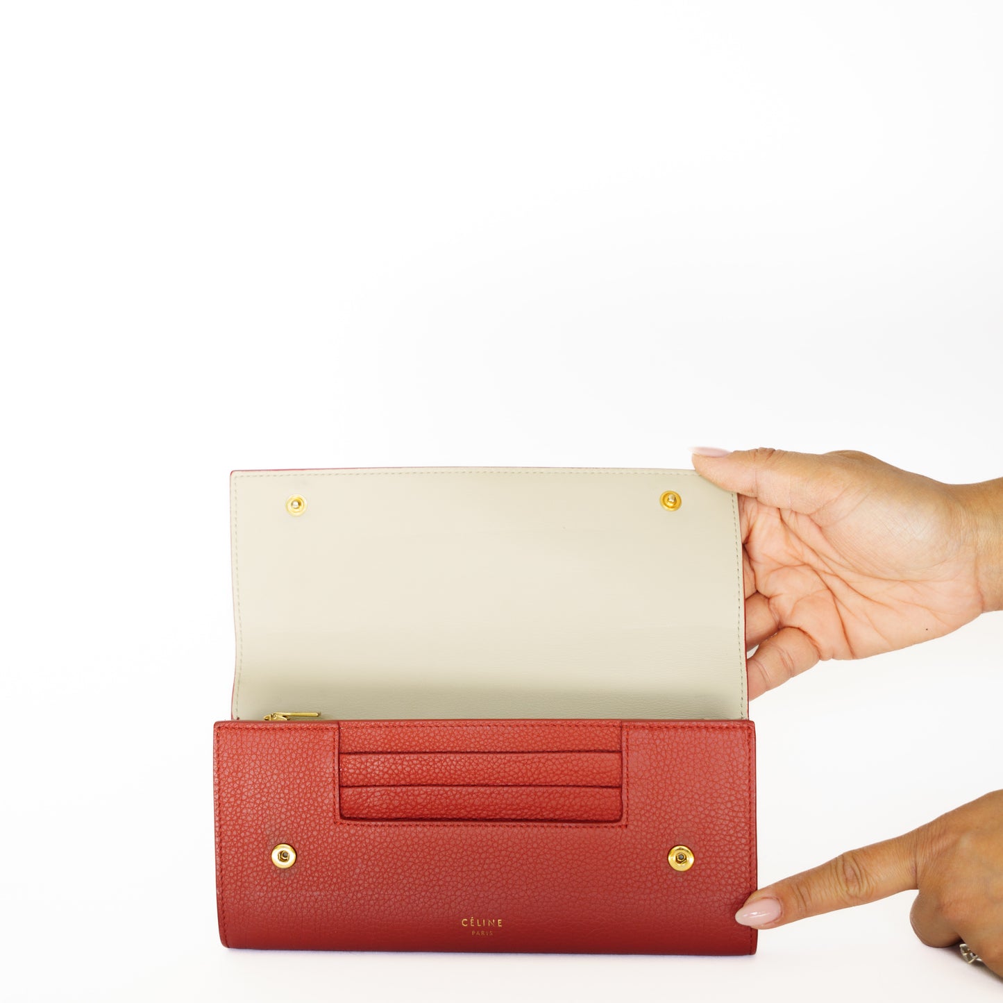 Celine Long Wallet in Dark Red 250925B192